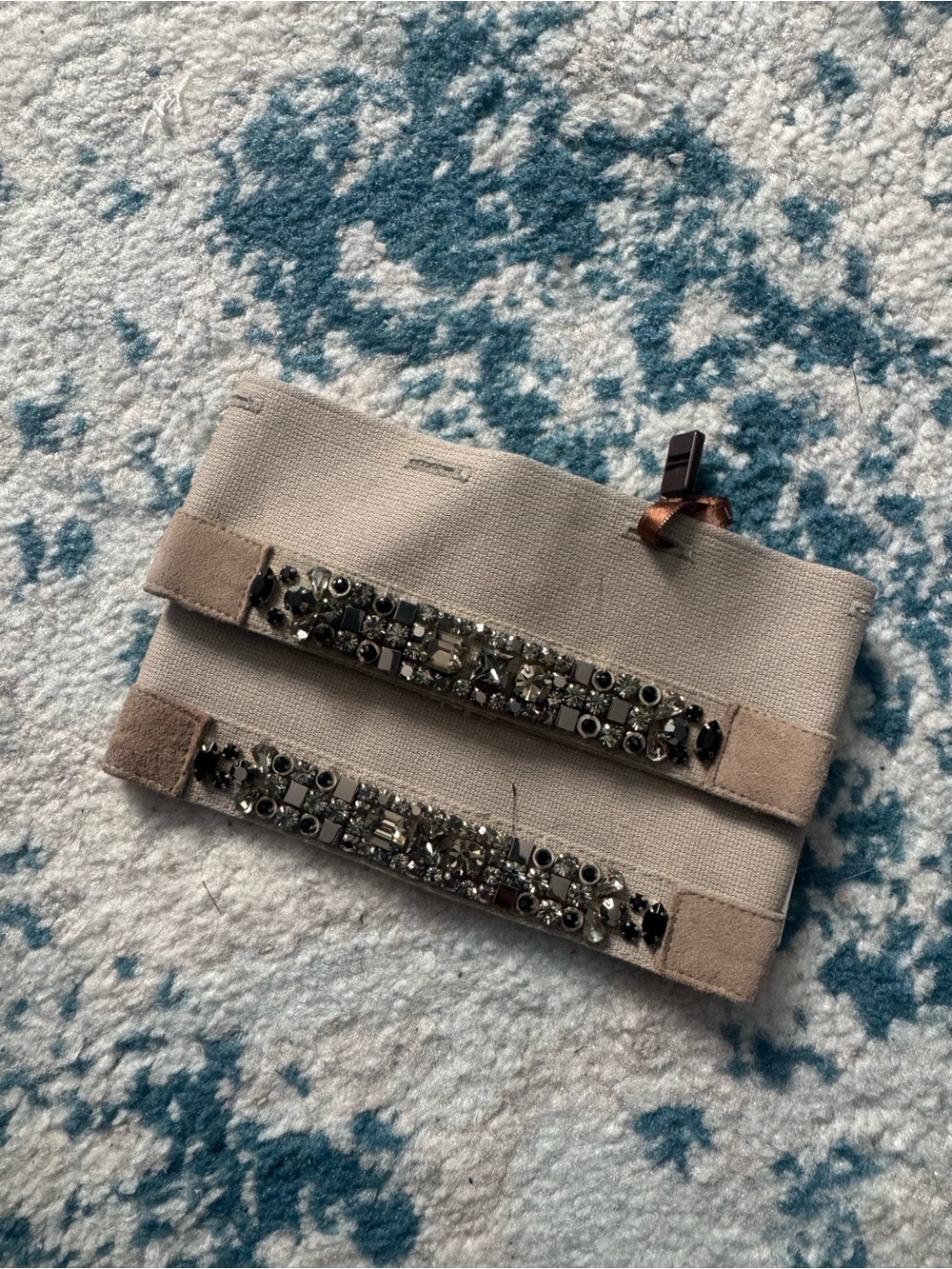 Beige Jeweled Cuff